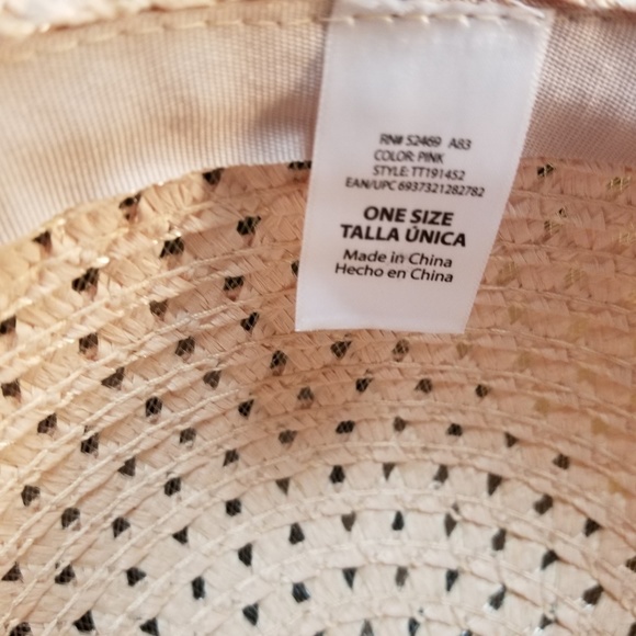 Woven Sunhat Blush Pink w/Metallic Gold Band - Picture 5 of 5